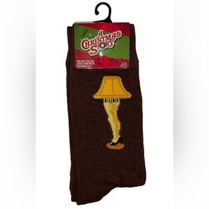 A Christmas Story Crew Socks 1 Pair Men 6-12 Brown Leg Lamp Fragile Ralphie Ryde